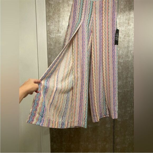 NWT Bcbg Maxazria Multicolor Striped Women's split Wide-Leg Pants, XXS - Picture 5 of 10